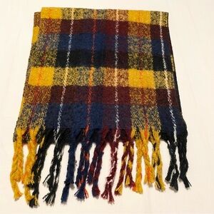 Plaid Fringe Scarf 78” x 19”